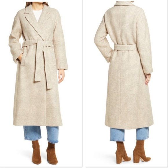 NWT Gooding Tie Waist Wool Coat by Reformation